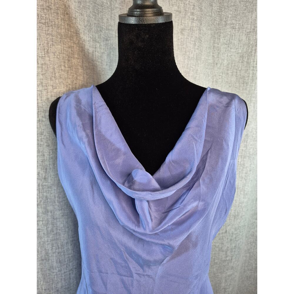Aliki Yamani Creations 100% Silk Lavender Cowl Neck Sleeveless Blouse Top M - Picture 2 of 6